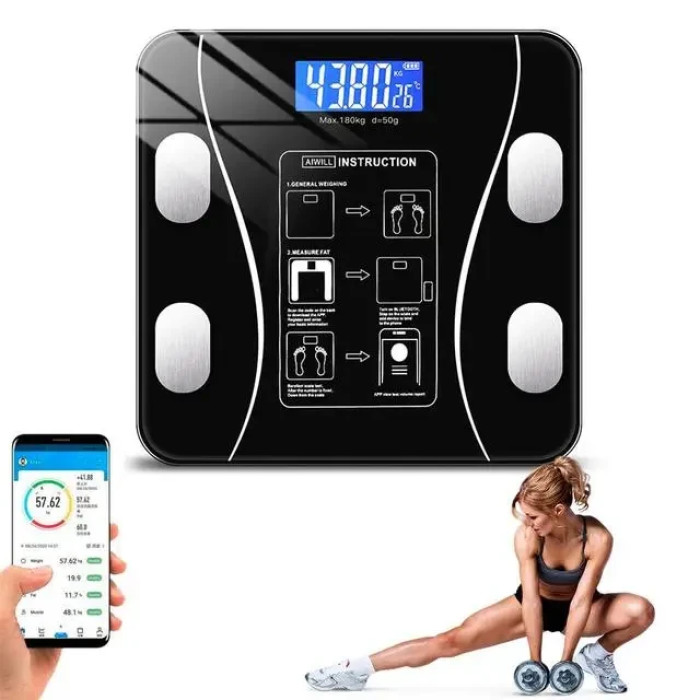 Підлогові розумні фітнес-ваги A-8003 Bluetooth до 180 кг із застосунком