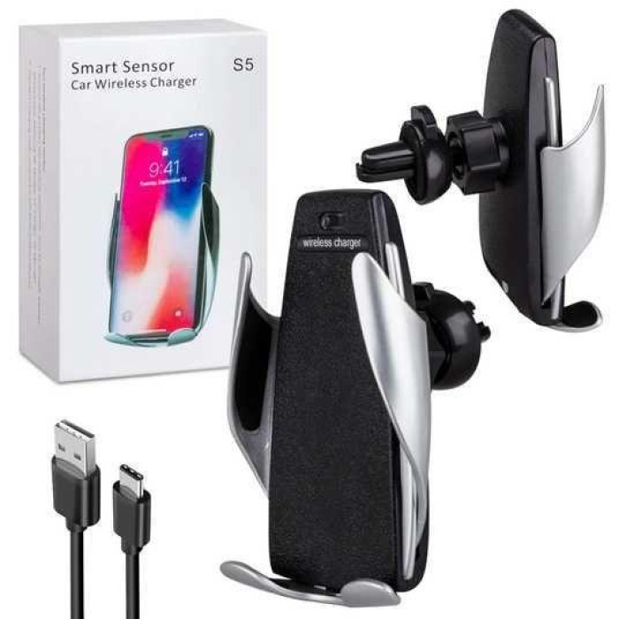 Автотримач телефона з бездротовою зарядкою S5