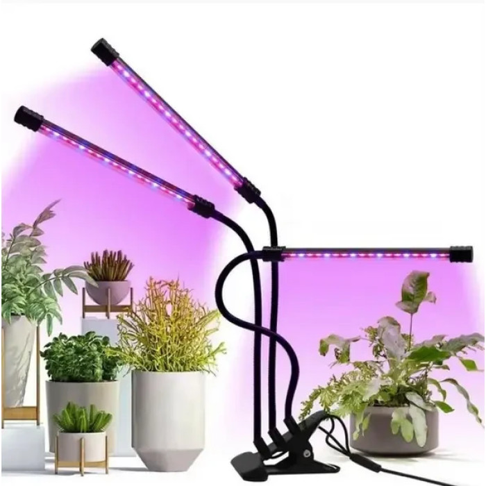 Фитолампа 3 ветки для растений, 45 Вт, полный спектр с таймером и регулировкой яркости