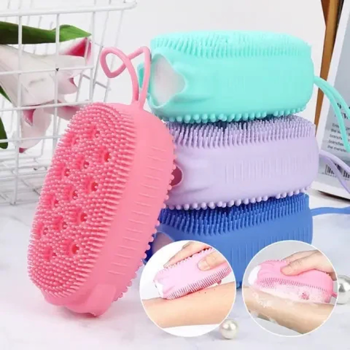 Силіконова мочалка для душу з доп милом bubble bath brush