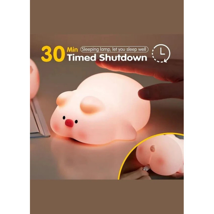Нічник дитячий свинка з таймером 1232