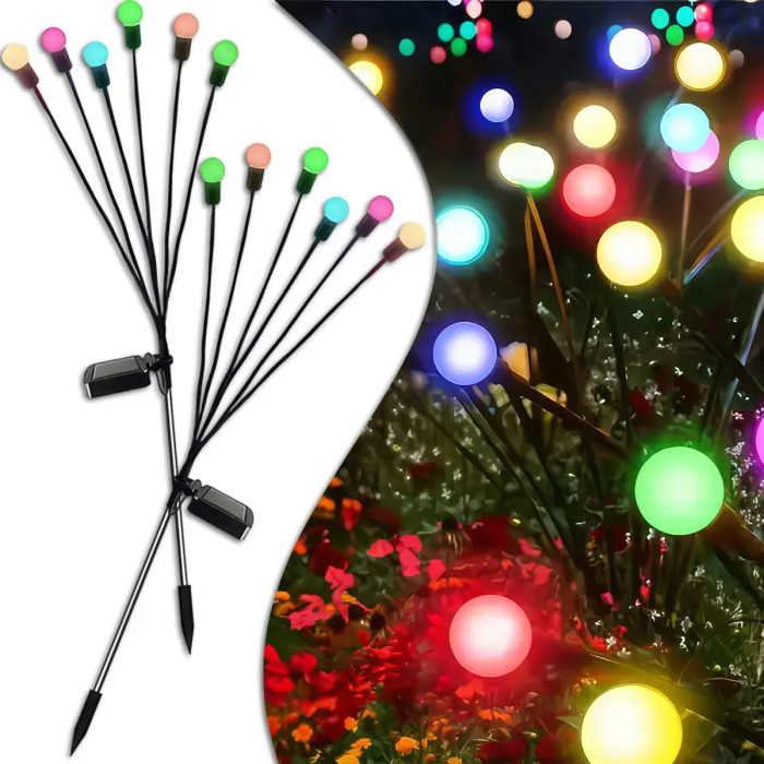 Світильник Світлячки на сонячних батареях, у комплекті 2 шт., довжина 70 см, 6 світлодіодів, RGB