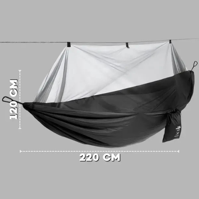 Гамак з москітною сіткою 220 х 120 см, (чорний)
