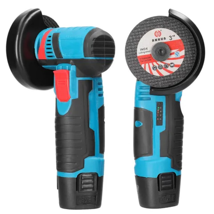 Акумуляторна синя міні турбінка в Кейсі 500 Вт 2 акумулятори 2 диски