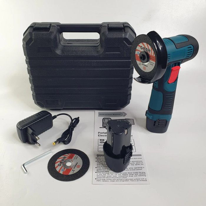 Акумуляторна синя міні турбінка в Кейсі 500 Вт 2 акумулятори 2 диски