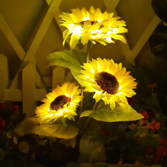Світильник газонний садовий Соняшники на сонячній панелі із сутінковим датчиком 42,5 см 2 шт.