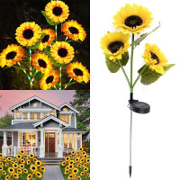 Светильник газонный садовый Подсолнухи на солнечной панели с сумеречным датчиком 42,5 см 2шт