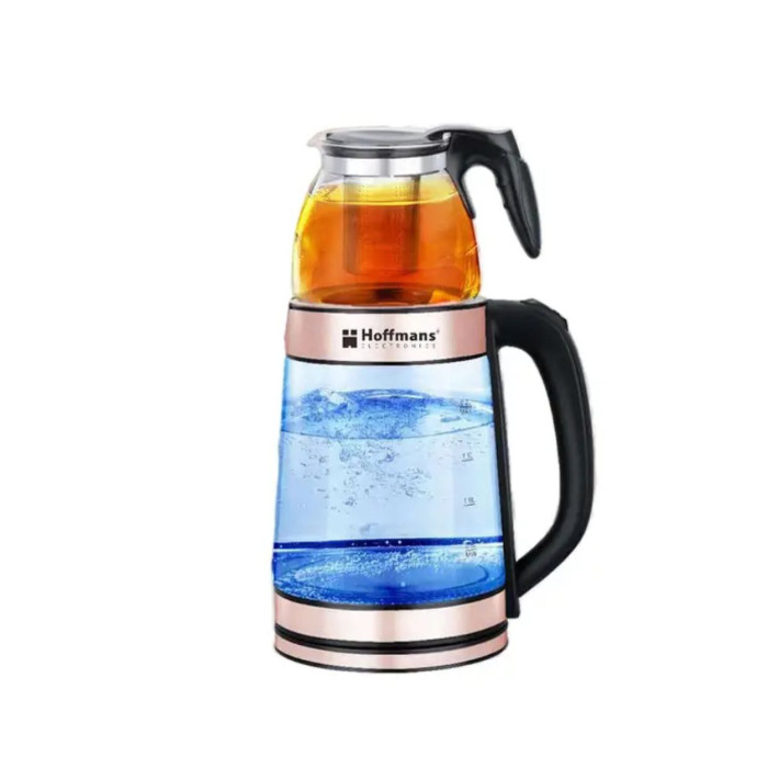 Электрочайник Hoffmans стеклянный c заварником 2.2L+0.5L 1800W HM-7827
