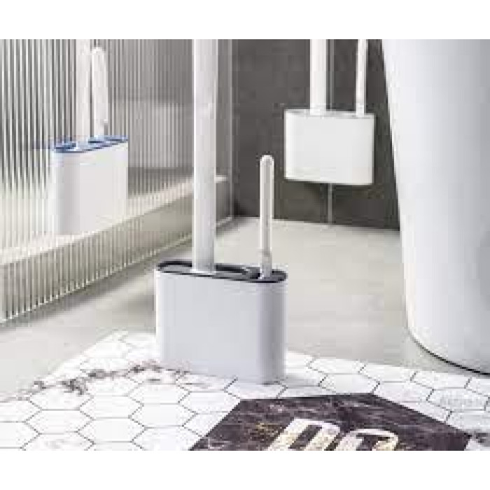 Туалетний йоржик із силіконовою щіткою, що гнутий, 2в1 AND HA-179