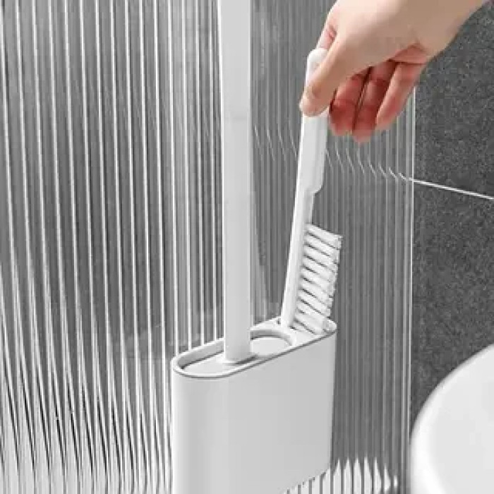 Туалетний йоржик із силіконовою щіткою, що гнутий, 2в1 AND HA-179