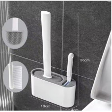 Туалетний йоржик із силіконовою щіткою, що гнутий, 2в1 AND HA-179