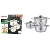 Набор кастрюль из нержавеющей стали с крышками Rainberg RB-604