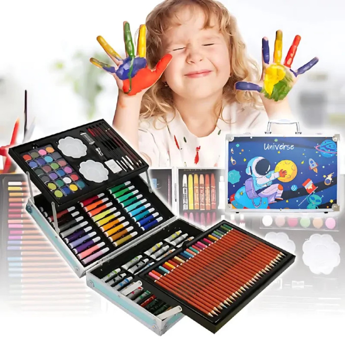 Набор для творчества "Астронавт" на 145 предметов в алюминиевом чемодане, синий