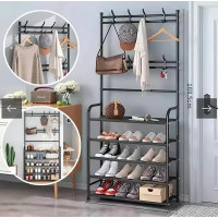 Підлогова вішалка для одягу 4*60 New simple floor clothes rack з полицями та гачками
