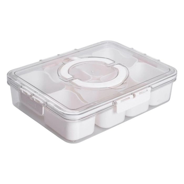Пластиковий контейнер на 8 відсіків для зберігання їжі — 31х24х7 см