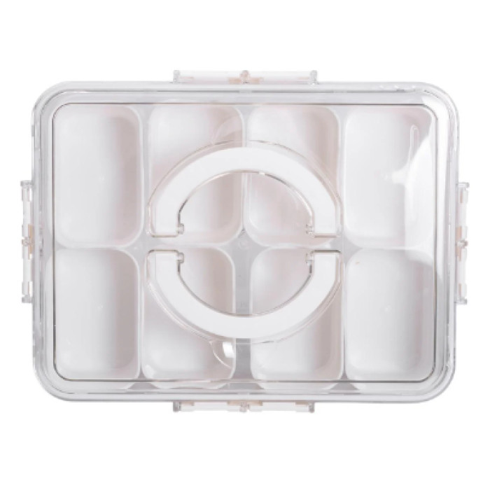 Пластиковий контейнер на 8 відсіків для зберігання їжі — 31х24х7 см