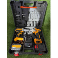 Набор инструментов 2в1 Желтый с набором инструмента (Шуруповерт и Гайковерт)