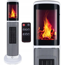 Колонный тепловентилятор Carruzzo q20k 2000 Вт с имитацией камина с пультом ДУ Белый