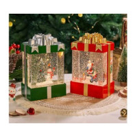 Декоративний ліхтар з ефектом снігопаду, підсвіткою й музикою Сніговик 803