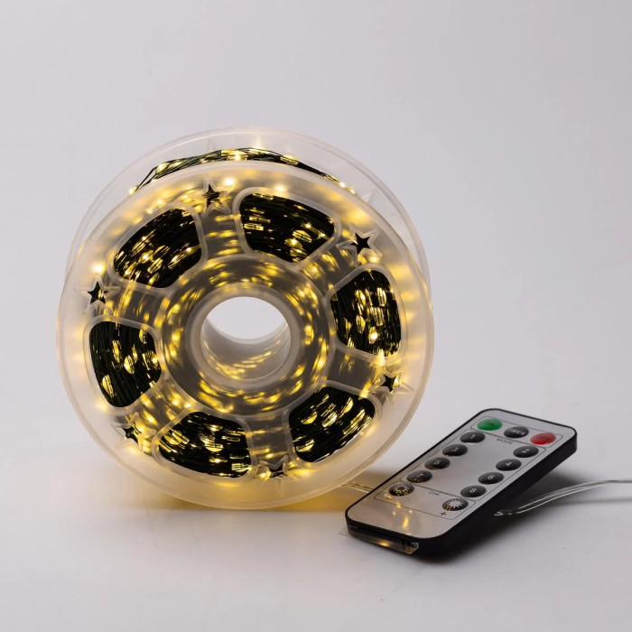 Гірлянда Роса нитка 2000 LED 200 м з пультом від мережі зелений, теплий