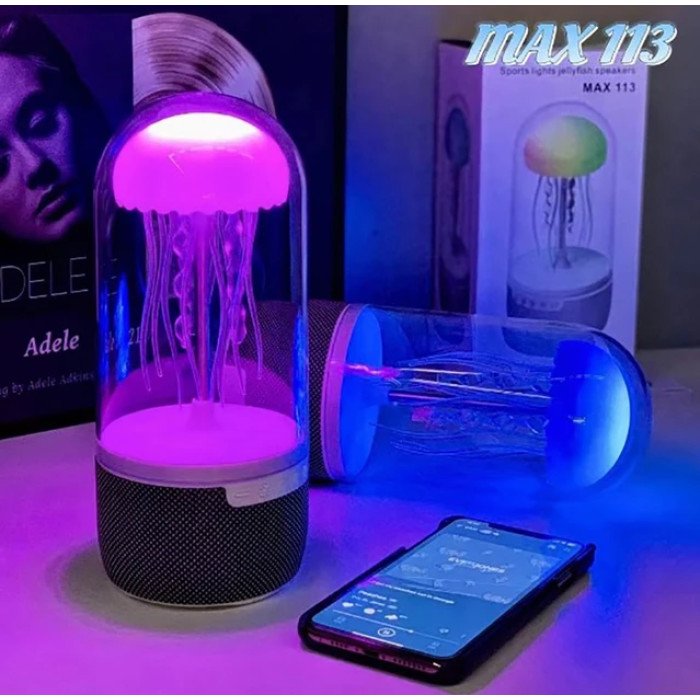 Ночник-колонка "Медуза" подвижная в колбе с Bluetooth 23см х 10см
