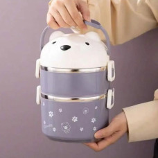 Ланч-бокс из нержавеющей стали, 2 отсека Мишка