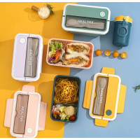 Пластиковий ланч-бокс з приладами 2 відсіки Healthy