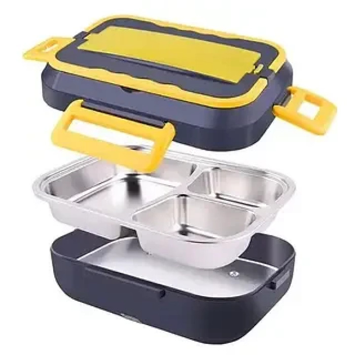 Ланч-бокс электрический 1.5л 220V 12V с подогревом и съемной нержавеющей чашей с 3 отсеками