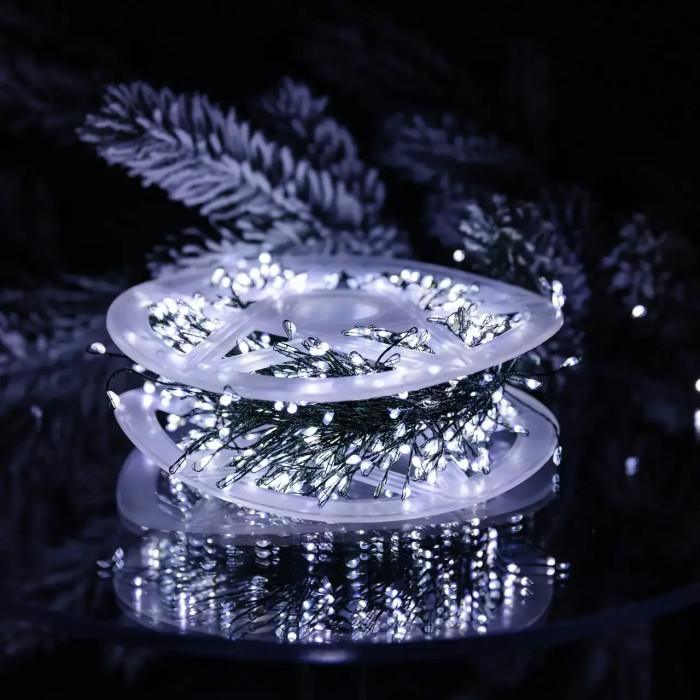 Xmas Гірлянда мішура білий 220В пульт ДК 8 режимів зелений дріт 30m 900L