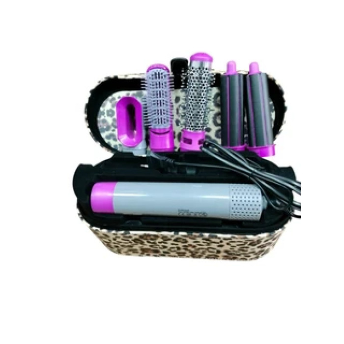 Потужний фен HAIR BRUSH для волосся 1000 Вт 5 в 1 в подарунковому леопардовому кейсі