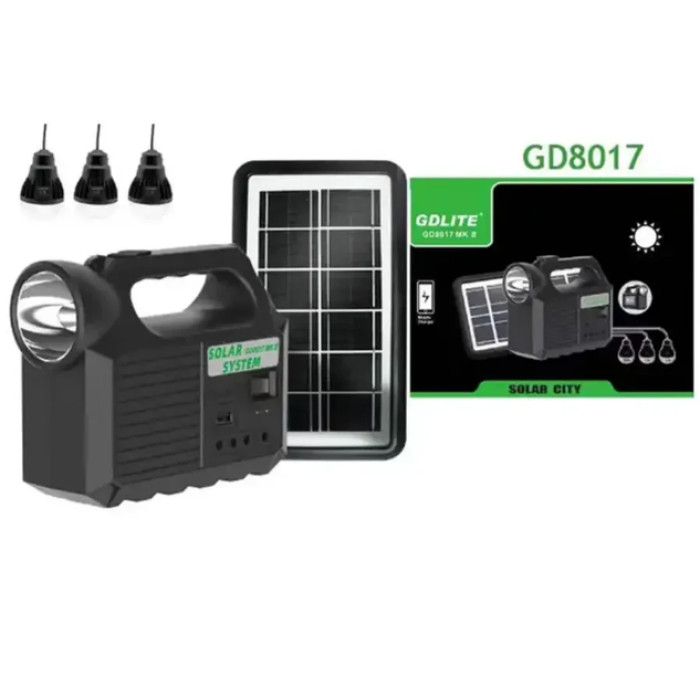 Ліхтар GD-8017s Solar станція з POWER BANK на сонячній батареї (+3 LED-лампочки)