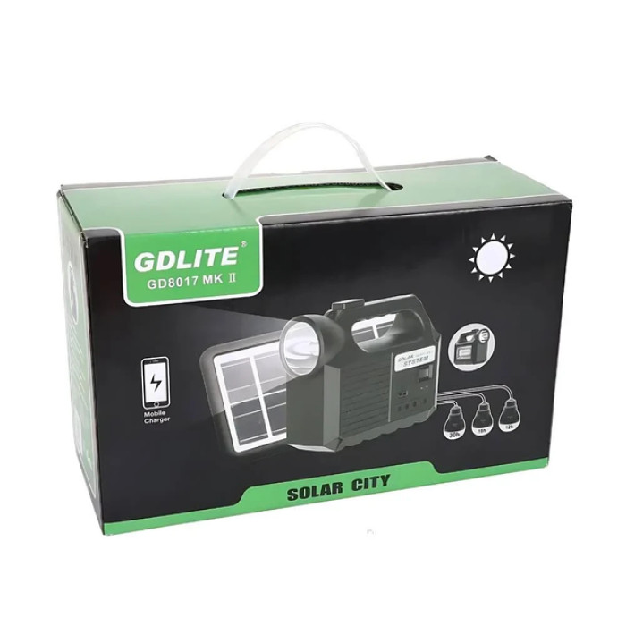 Ліхтар GD-8017s Solar станція з POWER BANK на сонячній батареї (+3 LED-лампочки)