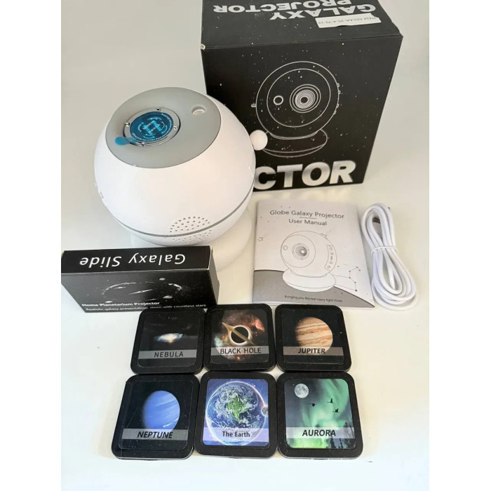 Проєктор Star Projector Домашній планетарій-Ночник 360°, 7 слайдів