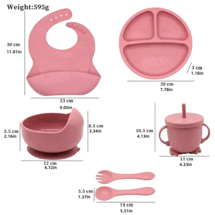Набір дитячого посуду силіконовий, 6 предметів