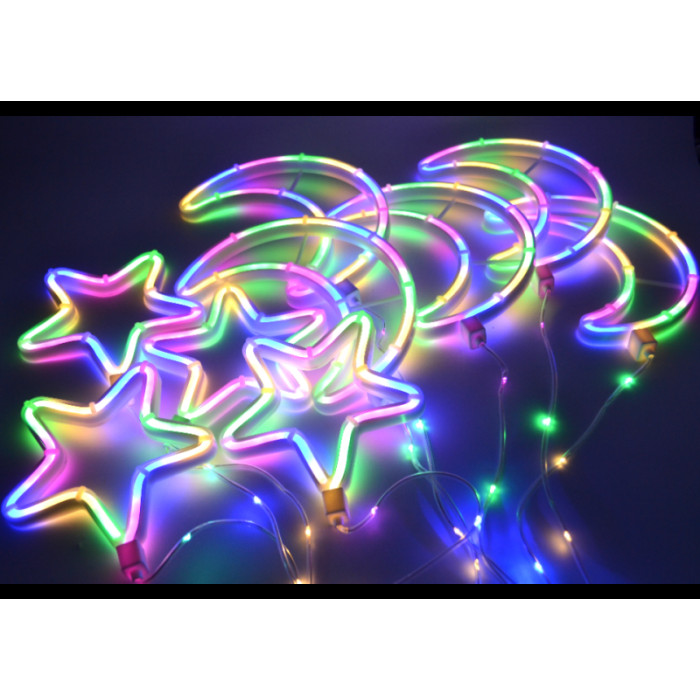 Xmas гірлянда мультиколірна місяць 5 зірка 4 3 м*0.7м