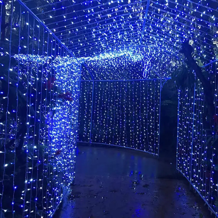 Xmas гірлянда LED 120 3.3Line Short curtain (Сосульки/Бахрома) B-1 Синя 5 м Ул.+соїд.