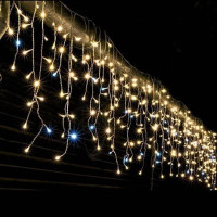 Xmas гирлянда LED 120 3.3Line Short curtain(Сосульки/Бахрома)WW-1 Тёп.белый 5м Ул.+соед.