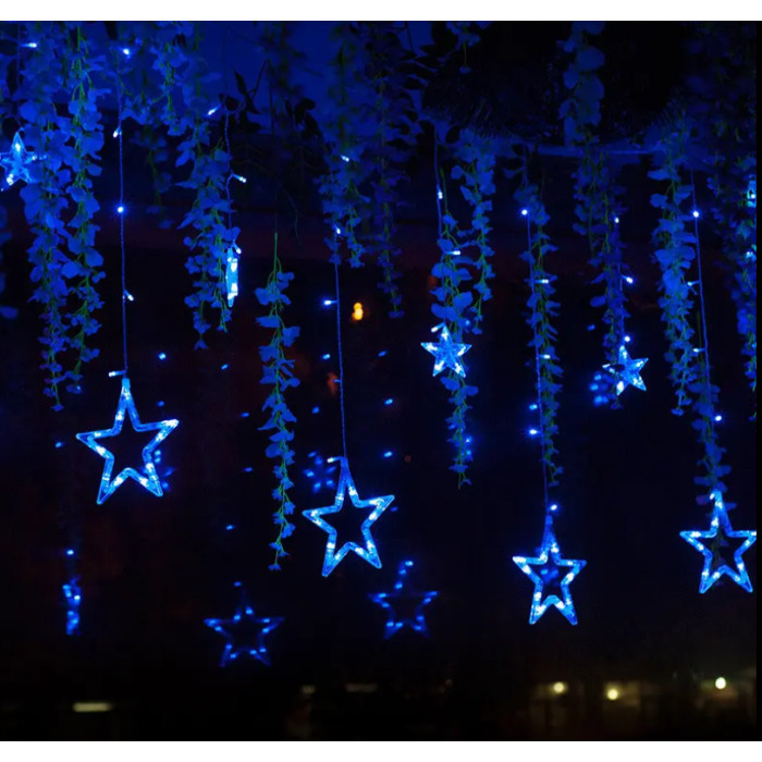 Xmas гірлянда STAR CURTAIN 12 BLUE Зірки 3 м*80 см*50 см