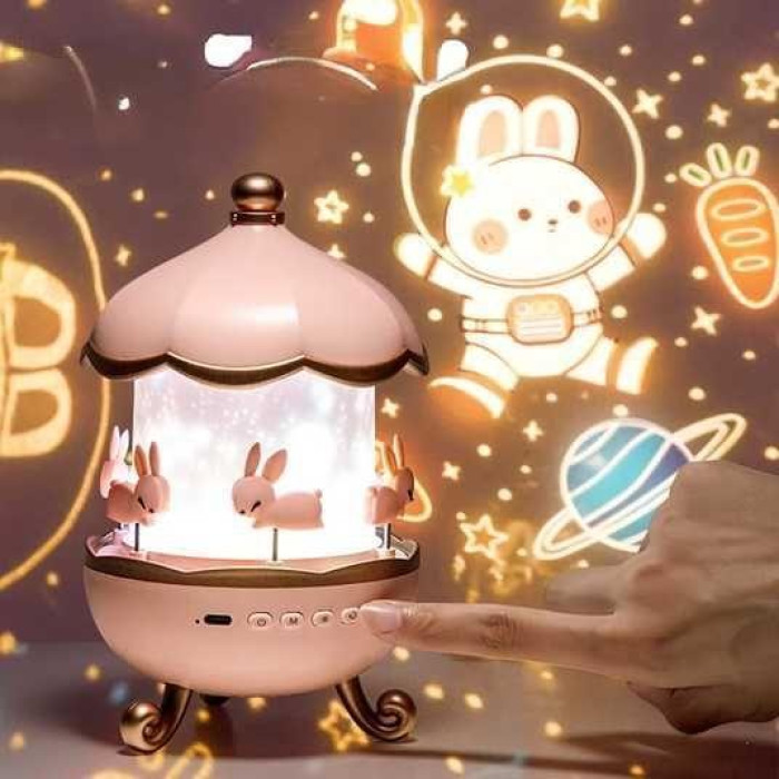 Нічник-проєктор КАРУСЕЛЬ для дітей, USB 12 фільмів, Projector 206 + БЛЮТУС