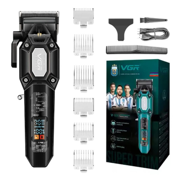 Акумуляторна машинка з LED-дисплеєм для стриження волосся й бороди VGR V-600