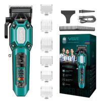 Акумуляторна машинка з LED-дисплеєм для стриження волосся й бороди VGR V-600