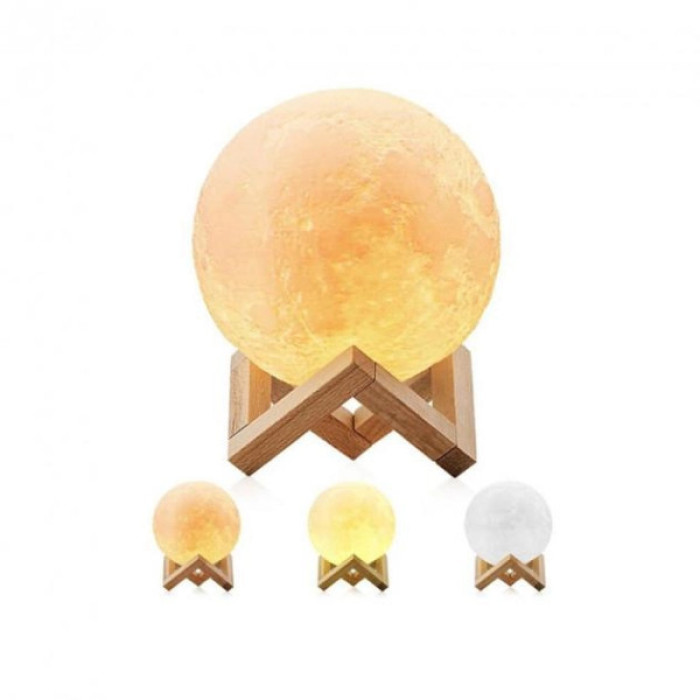 Світильник-нічник 3D-сушарка Місяць Moon Lamp на дерев'яній підставці 15 см