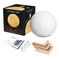 Светильник-ночник 3D шар Луна Moon Lamp на деревянной подставке 15 см