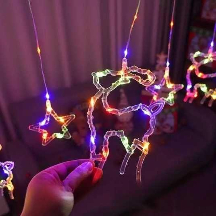 Гірлянда штора 10 МІКС Usb ЗВІЗНИ+ ОЛЕНІ AND SF-46 код-3600