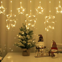 Гирлянда штора 10 Теплая Usb ЗВЕЗДЫ+ Олень AND SF-43 код-3599