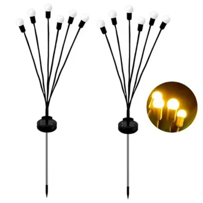 Набір декоративних ламп "Світлячок" 6 LED комплект 2 шт. світлодіодів на сонячній батареї
