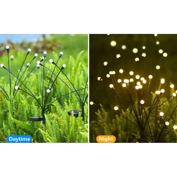 Набір декоративних ламп "Світлячок" 6 LED комплект 2 шт. світлодіодів на сонячній батареї