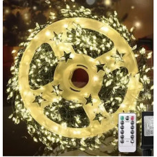 Гірлянда "Роса" зелений дріт — USB, з пультом д/у, тепле світло, 10 м, 300 діодів