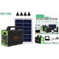 Електростанція GD 150L 150W інвертор під зовнішній акумулятор із сонячною панеллю чотирма лампочками