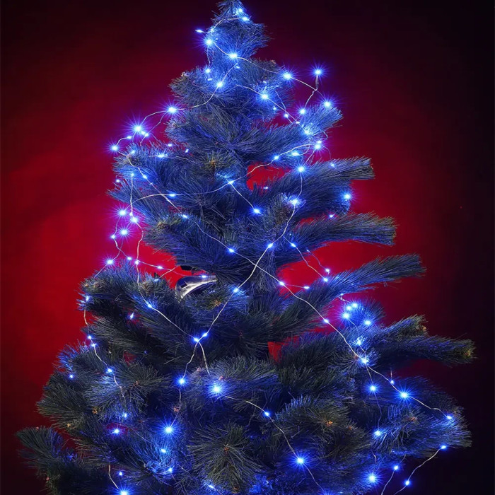 Xmas гірлянда 200L (Copper) на мідному дроті (Крапля роси) Кінський хвіст B Синя 2M